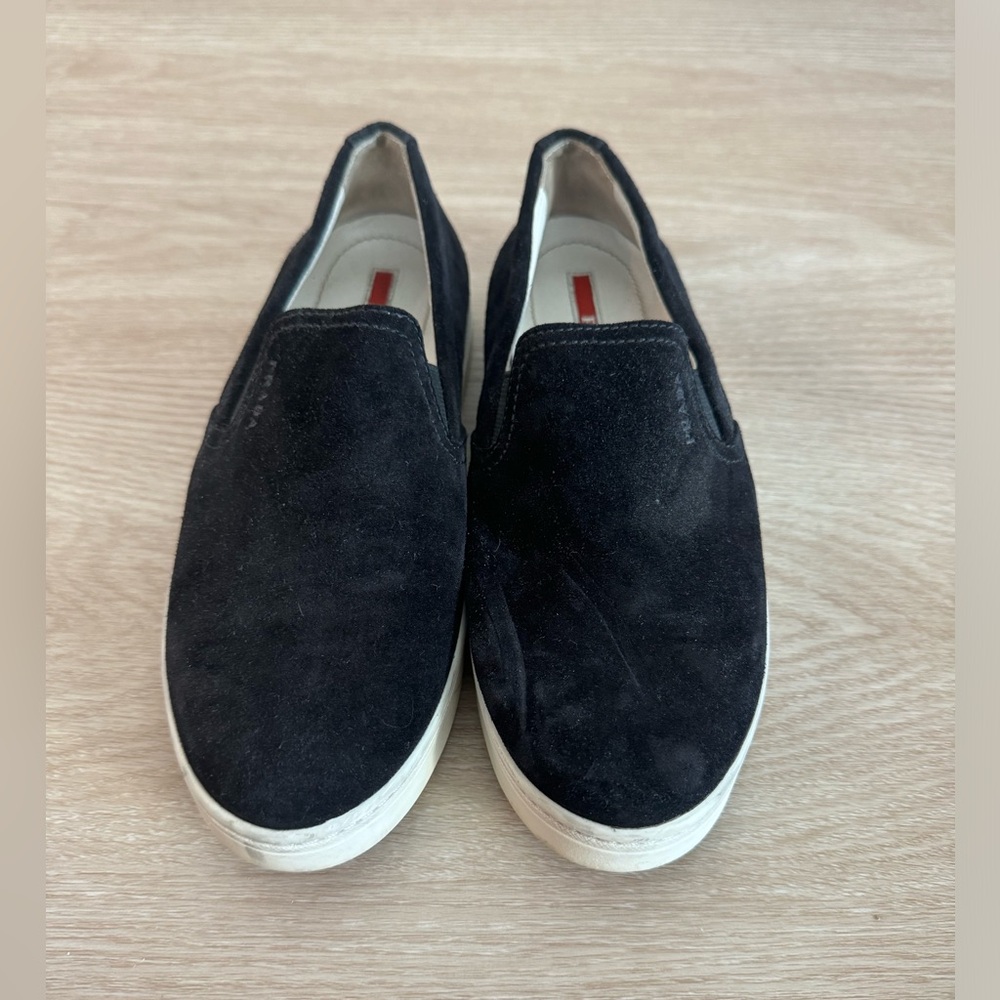 Black Suede Prada Loafers